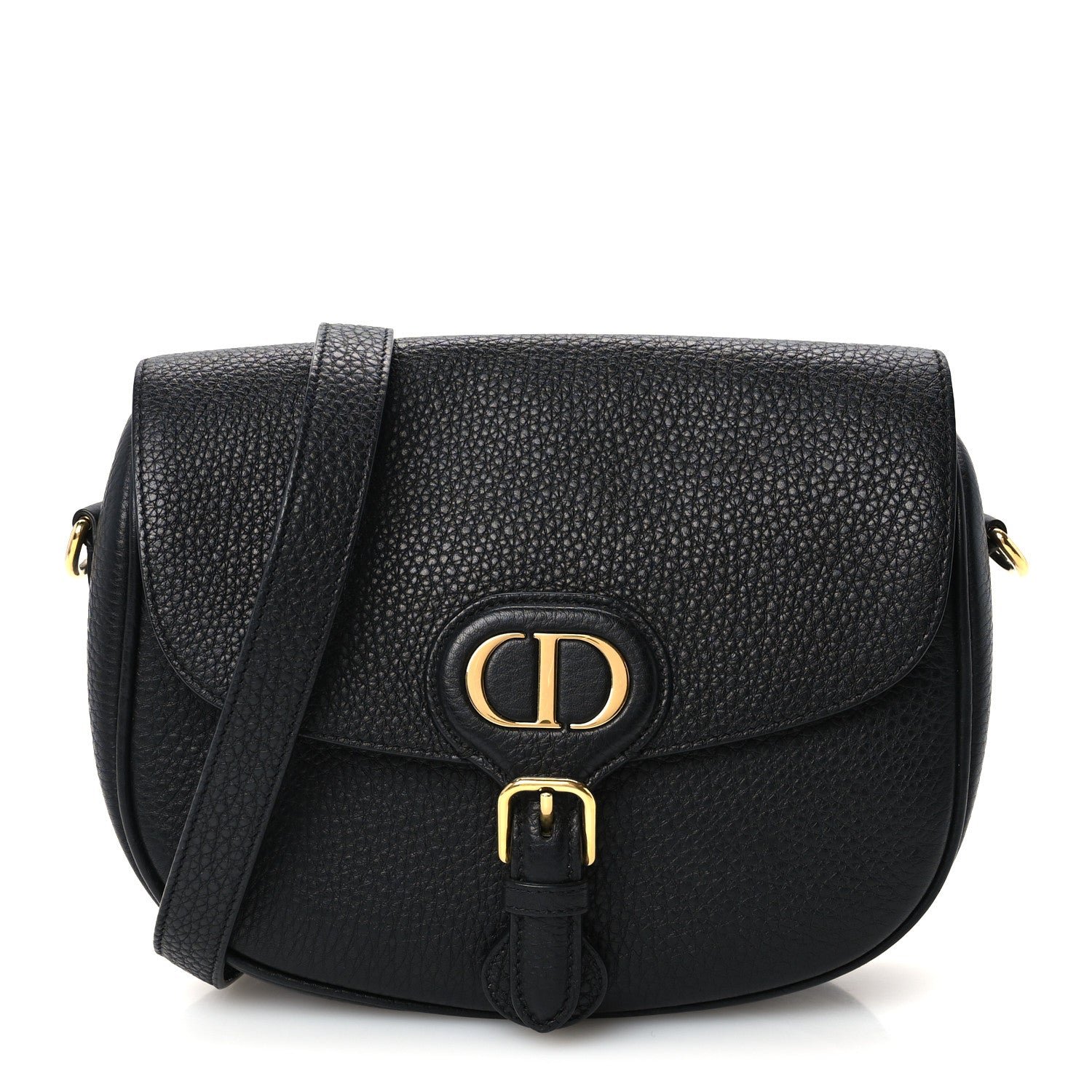 Christian Dior Grained Calfskin Medium Bobby Flap Black