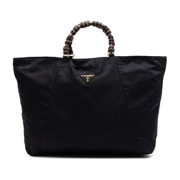 Nylon Tessuto Beaded Handle Tote