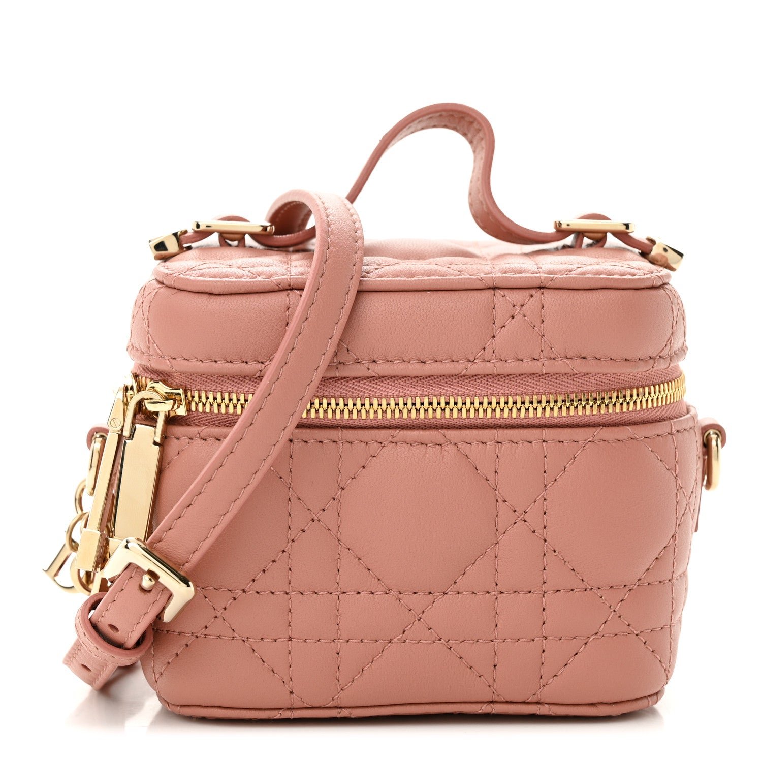 Dior Lambskin Cannage Micro Lady Dior Vanity Case Deep Nude