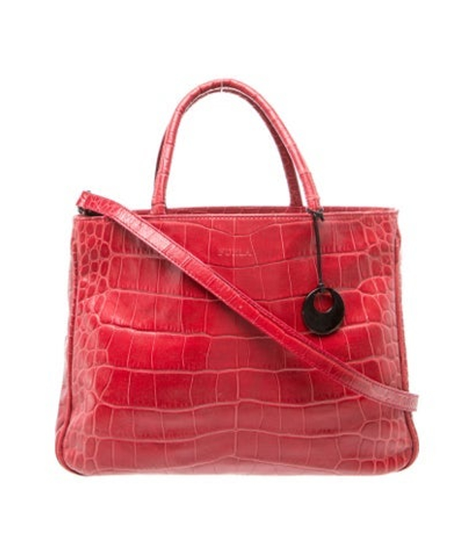 Furla Embossed Leather Top Handle Bag