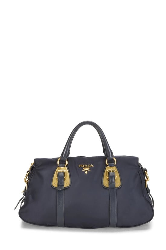 Navy Nylon Convertible Buckle Handbag