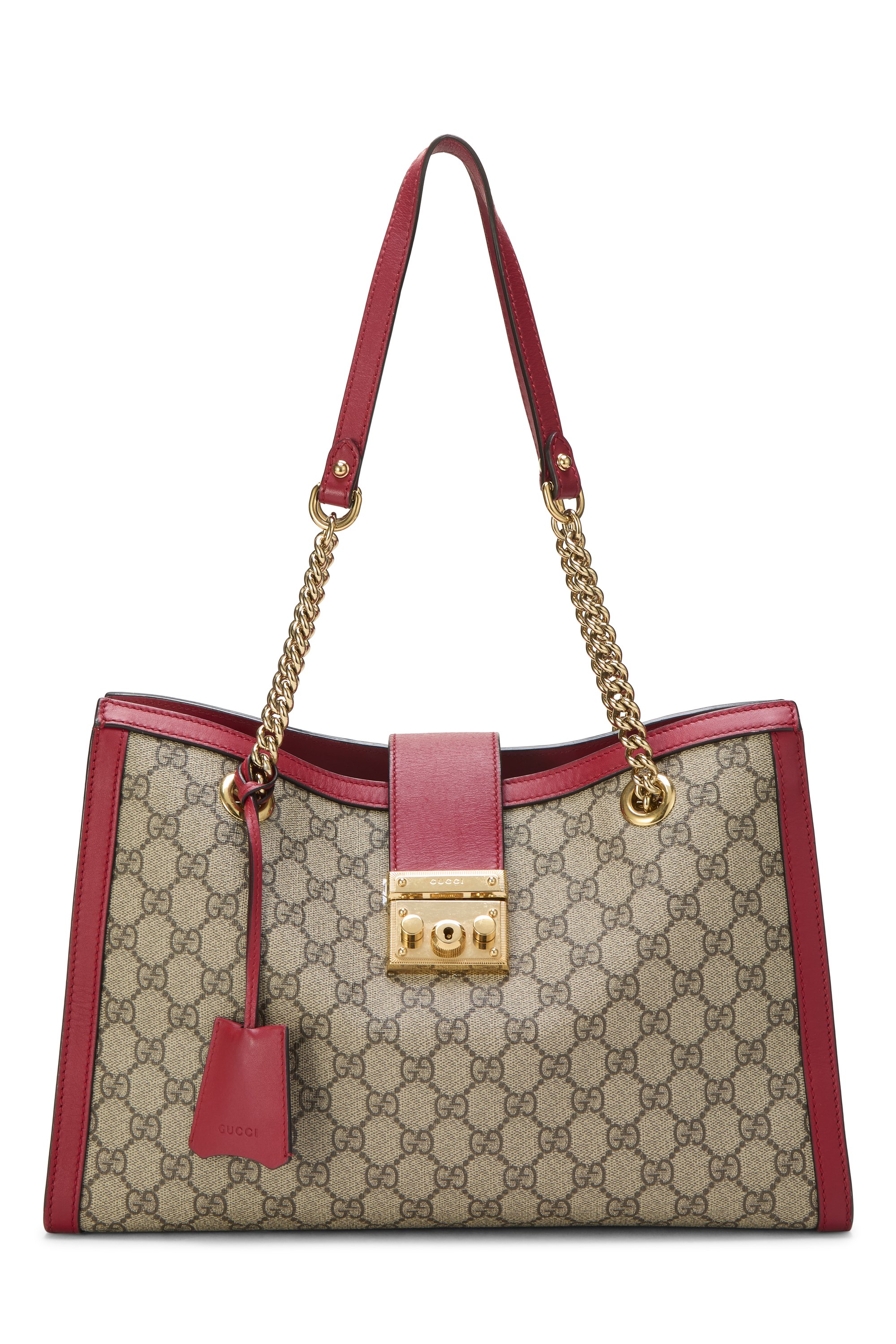 Red Original GG Supreme Canvas Padlock Tote Medium