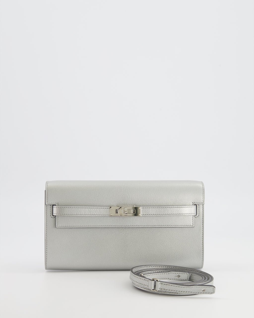 *RARE* Hermès Kelly To Go Bag in Argent Chevre Chamkilight Leather with Palladium Hardware