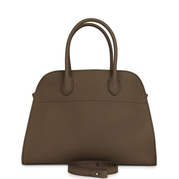The Row The Row Soft Margaux 12 Bag Smoked Taupe Calfskin Silver Hardware