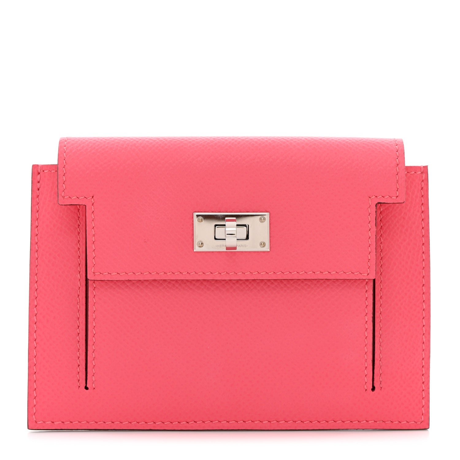 Hermes Epsom Kelly Pocket Compact Wallet Rose Azalee