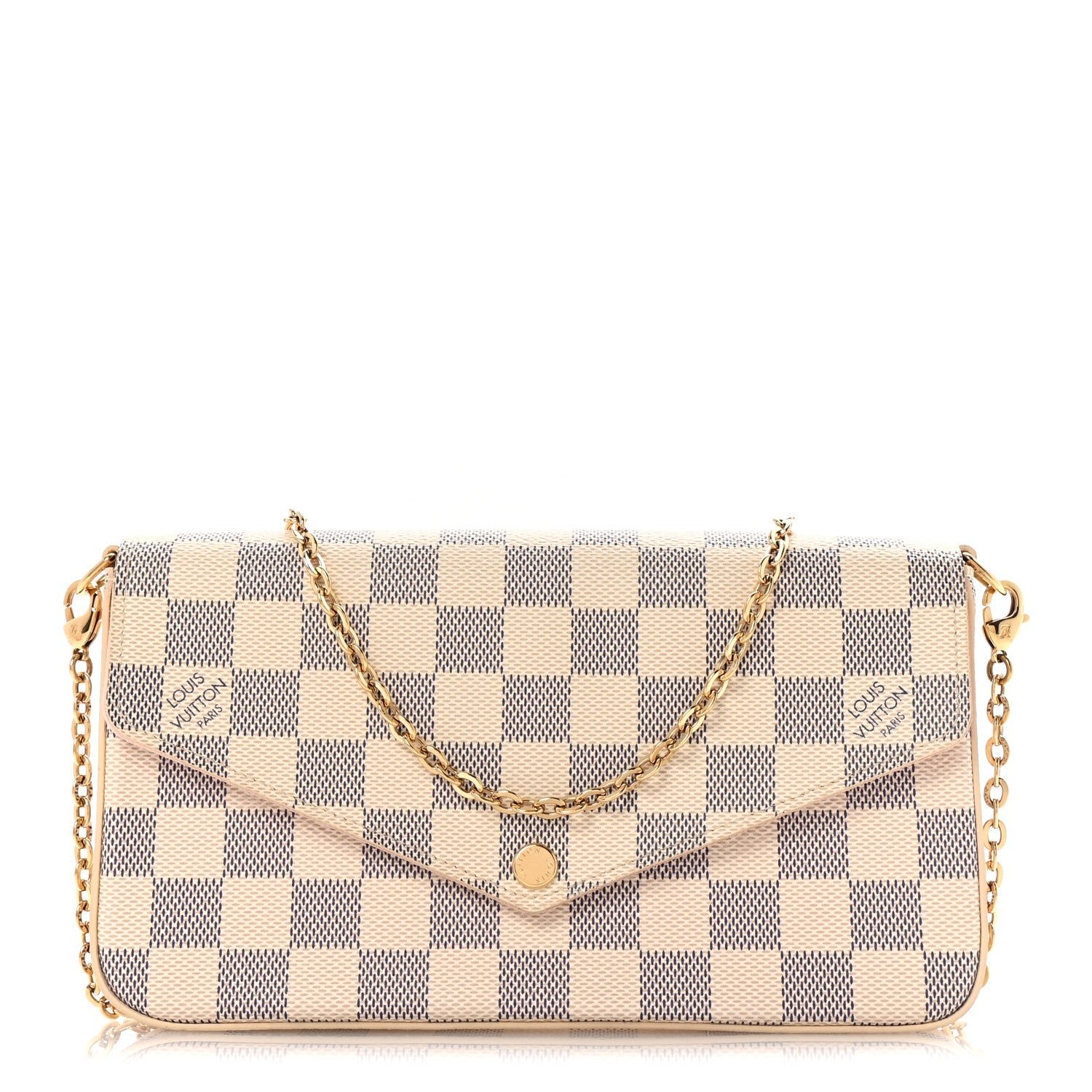 Louis Vuitton Damier Azur Pochette Felicie Chain Wallet Rose Ballerine