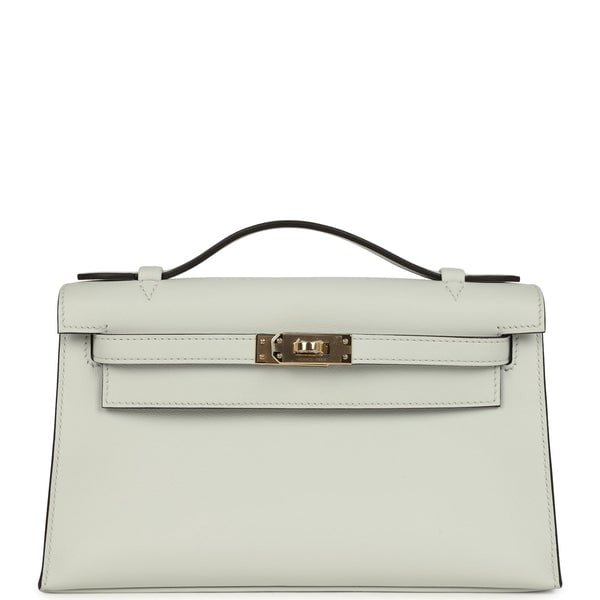Hermes Hermes Kelly Pochette Gris Platine Swift Permabrass Hardware