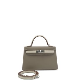 Hermes Gris Asphalt and Nata Epsom HSS Mini Kelly II 20 Palladium Hardware, 2024