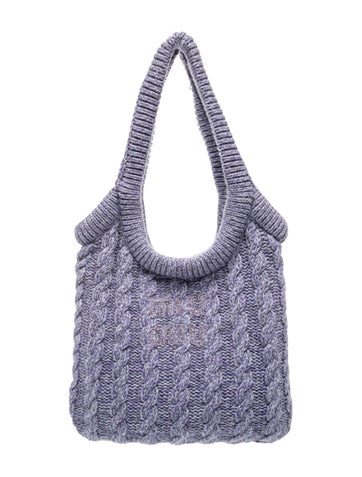 Cashmere Cashmere Cable Knit Ivy Shoulder Bag Small