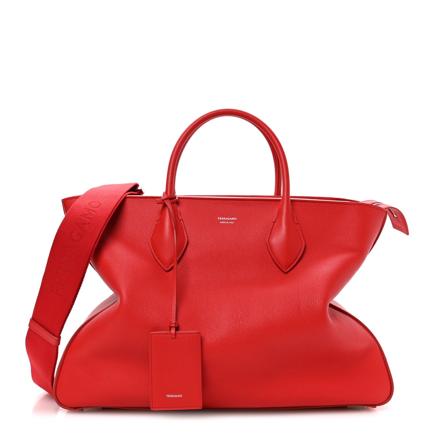 Salvatore Ferragamo Calfskin Large Star Tote Terracotta