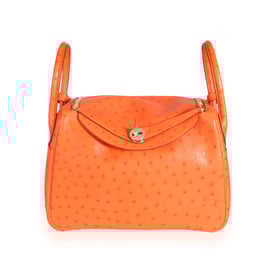 Hermes Tangerine Ostrich Lindy 30 GHW