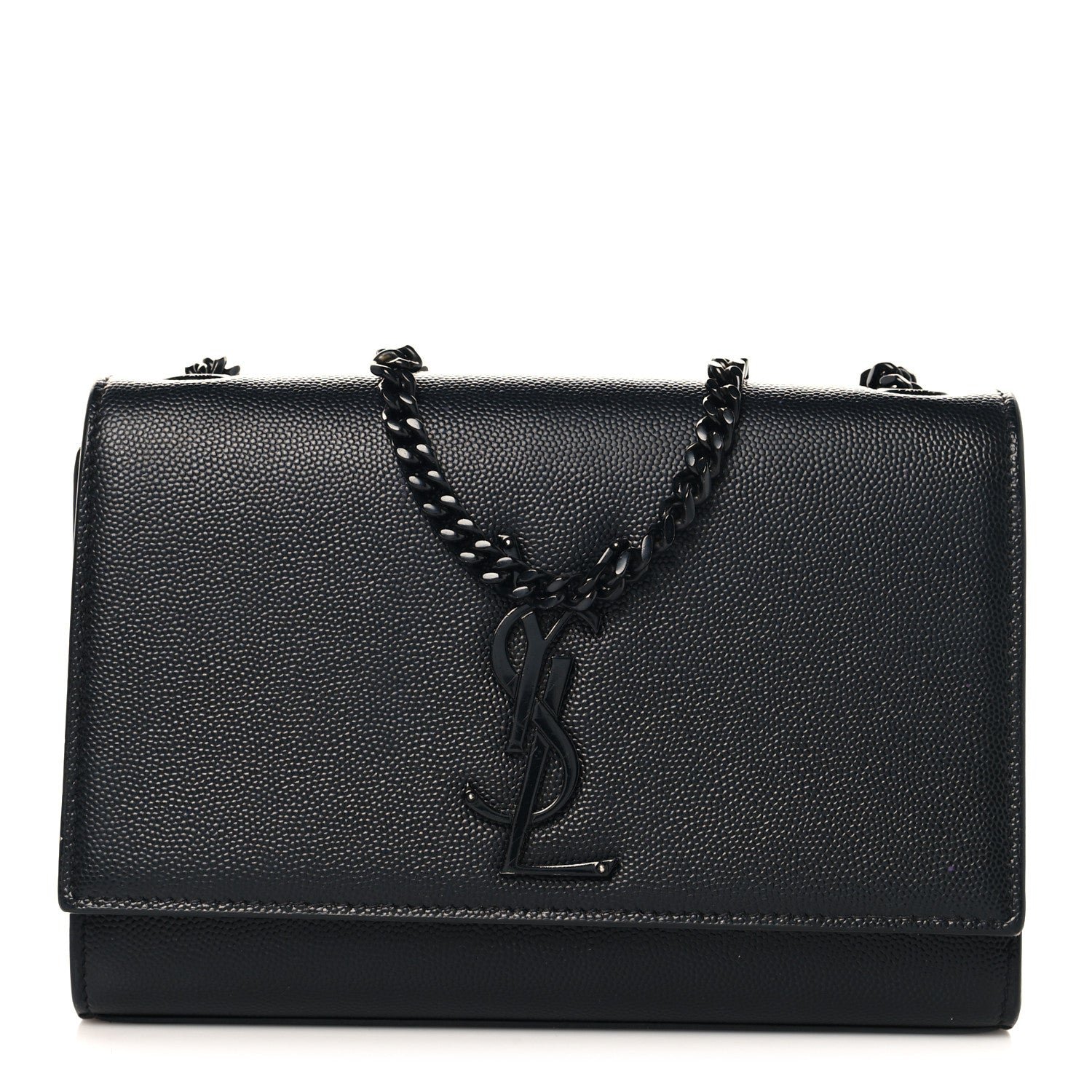 Saint Laurent Grain De Poudre Small Monogram Monochrome Kate Satchel Black