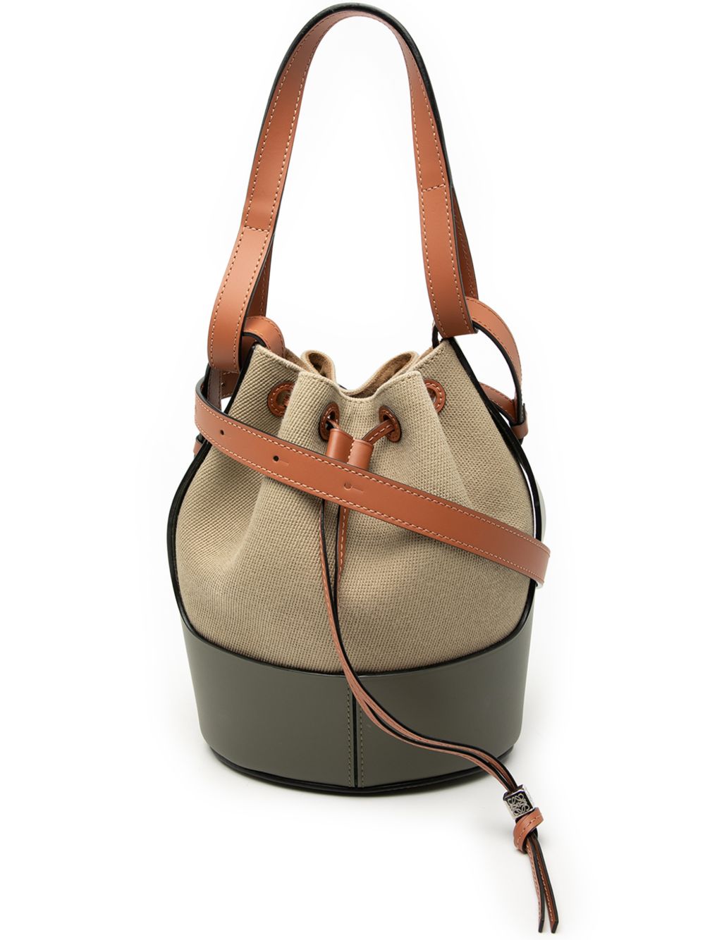 2020-2026 Small Canvas and Leather Balloon bucket bag