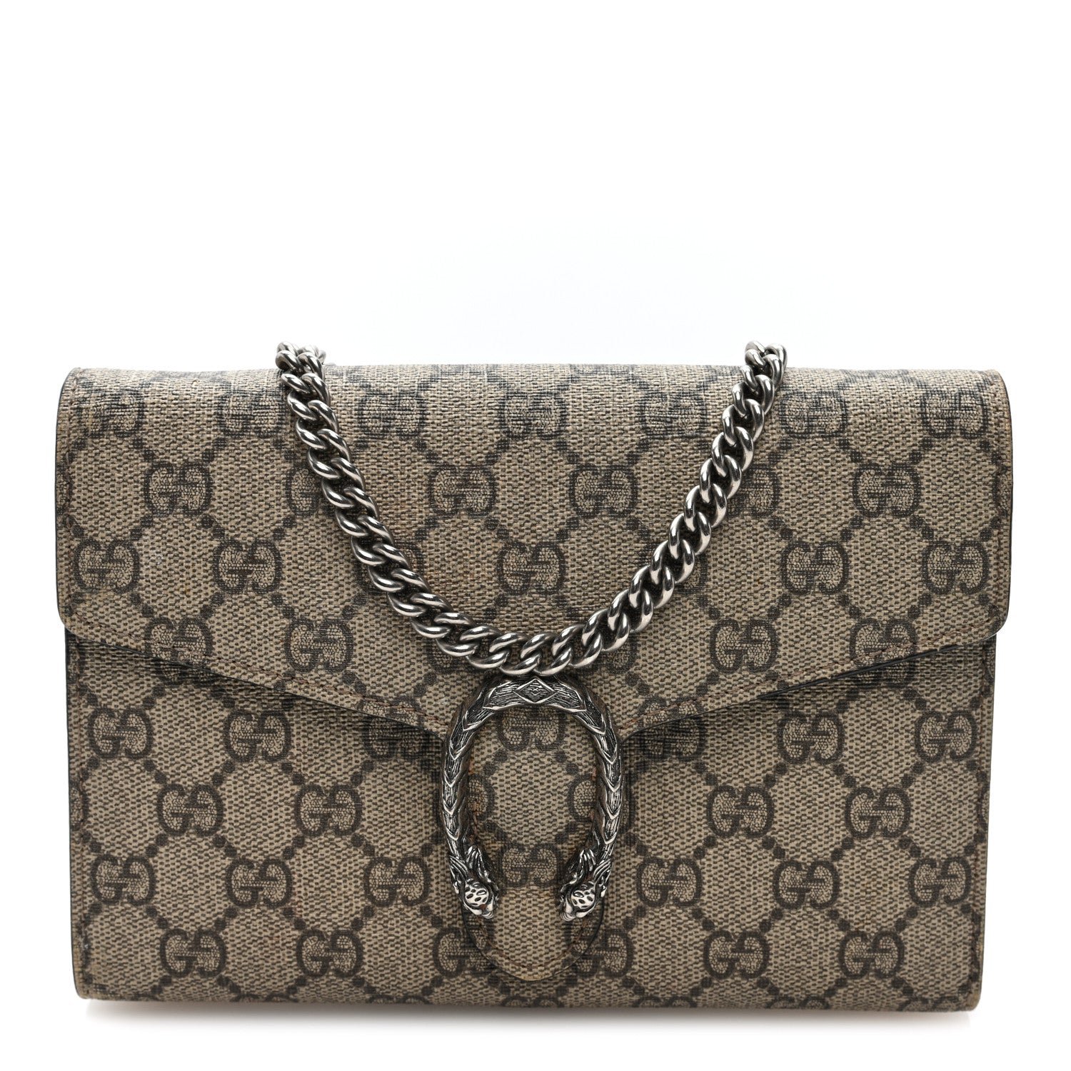 Gucci GG Supreme Monogram Mini Dionysus Chain Wallet Beige Black