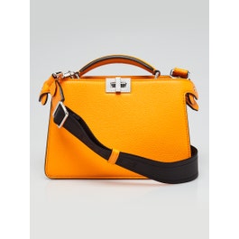 Fendi Fendi Orange Pebbled Leather Small Peekaboo Iseeu XCross Satchel Bag 7VA582