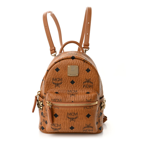 MCM Visetos Side Stud X-Mini Stark Backpack Cognac