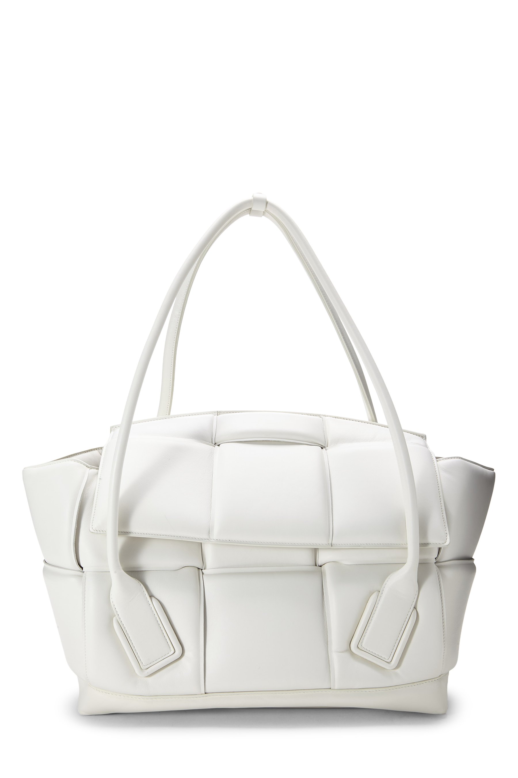 White Calfskin Maxi Intrecciato Padded Arco 56