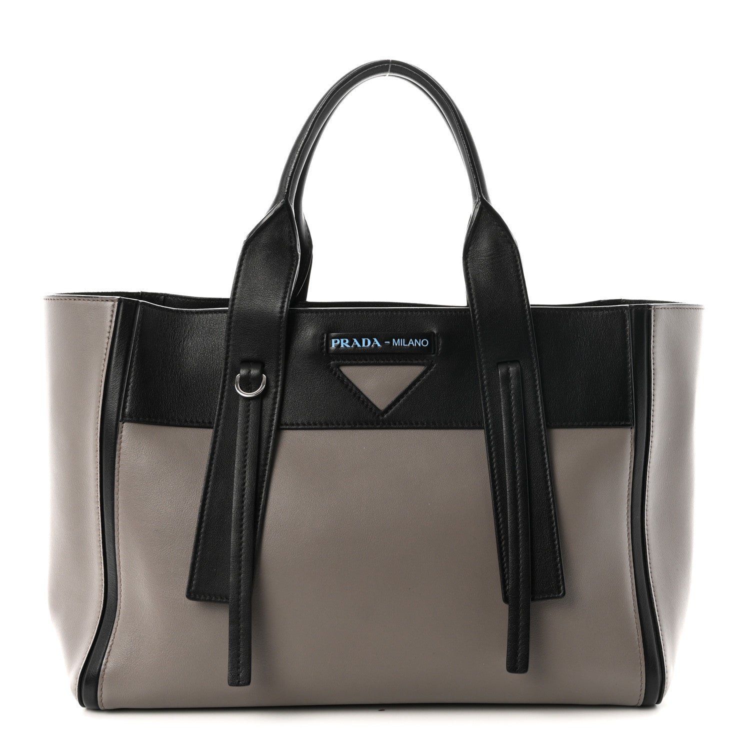 Prada Grace Lux Light Ouverture Large Tote Argilla Black