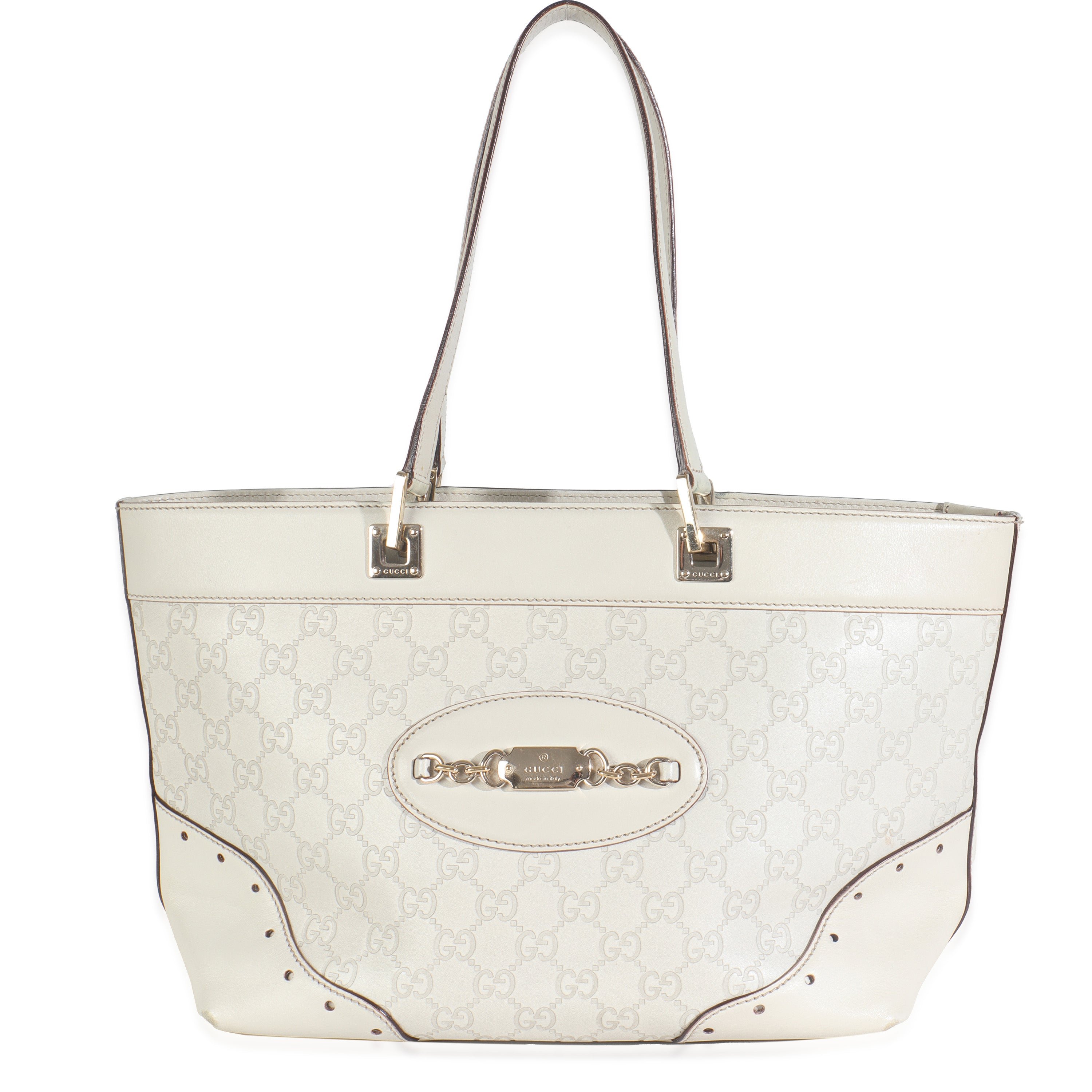 Gucci Ivory Guccissima Large Punch Tote