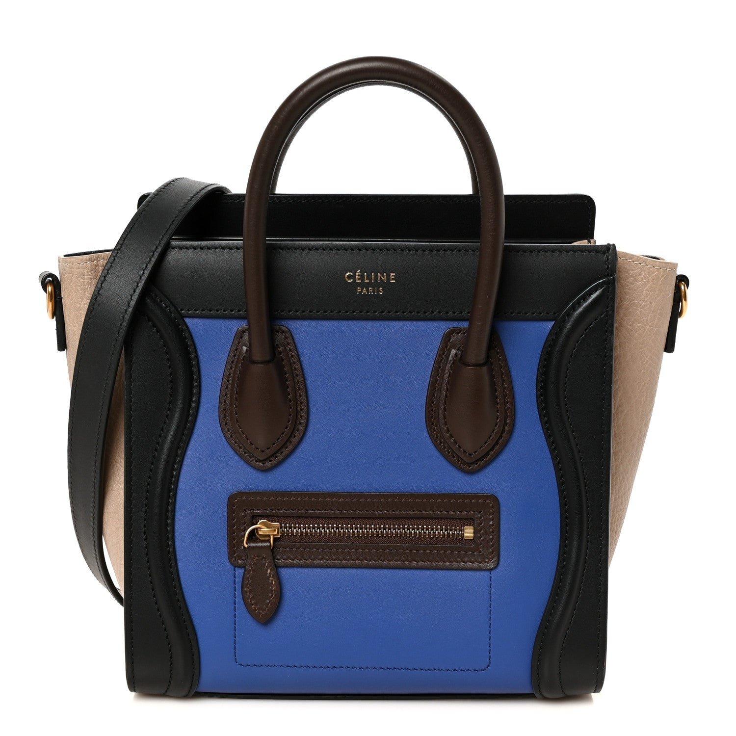 Celine Smooth Calfskin Bullhide Nano Tri-Color Luggage Indigo