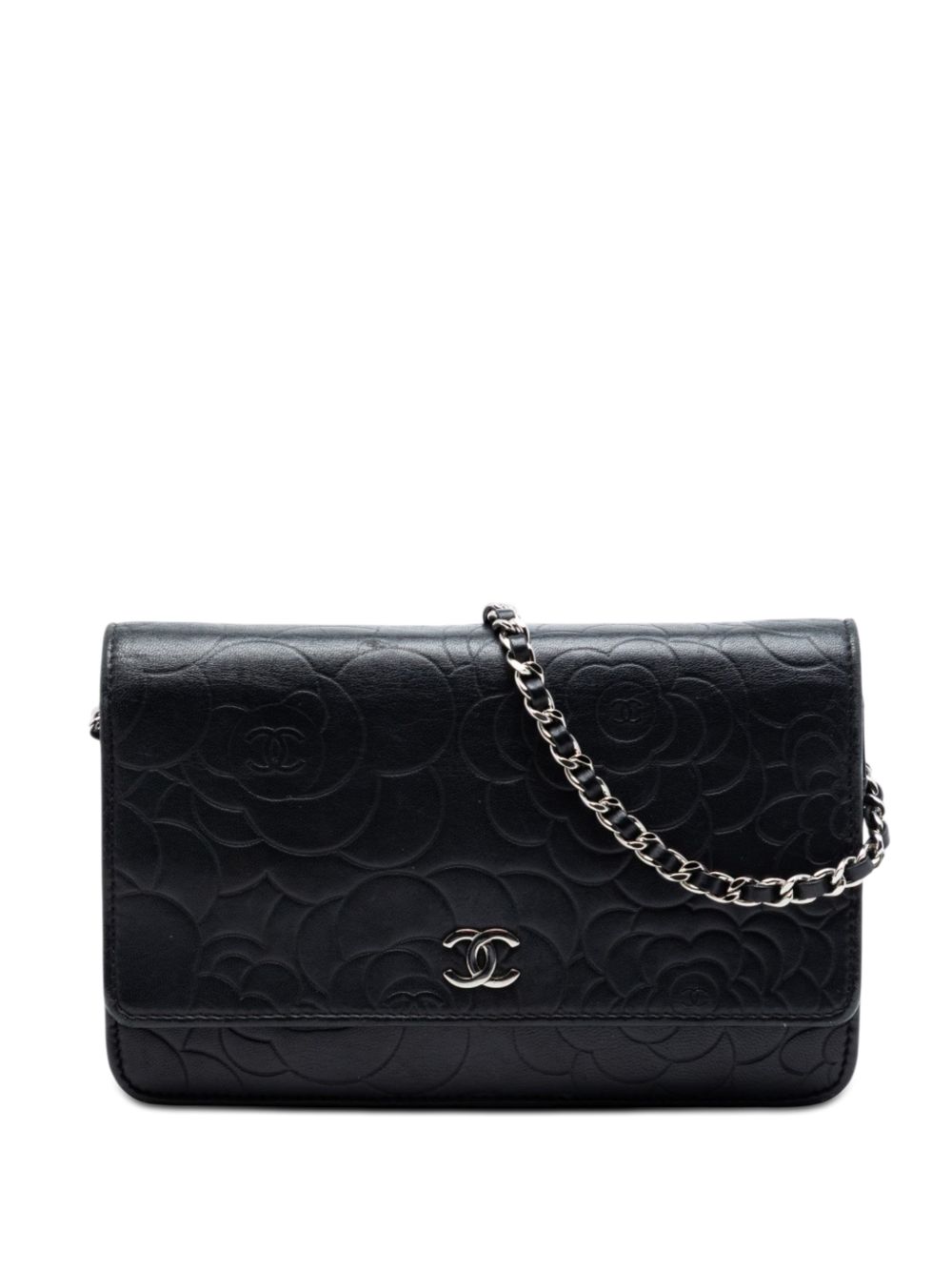 2010-2011 CC Embossed Lambskin Camellia Wallet On Chain crossbody bag