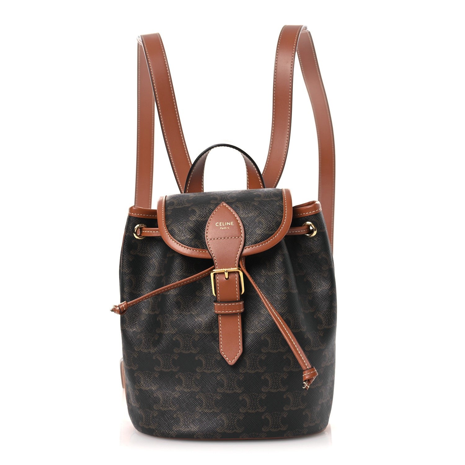 Celine Triomphe Canvas Calfskin Mini Folco Backpack Tan