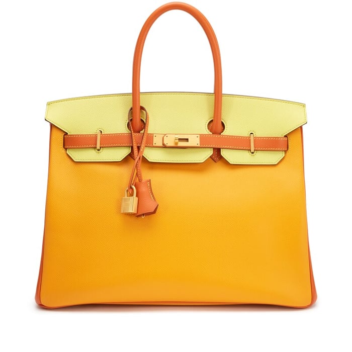 Hermes Soufre, Orange, and Jaune d'or Epsom HSS Birkin 35 Brushed Gold Hardware, 2015