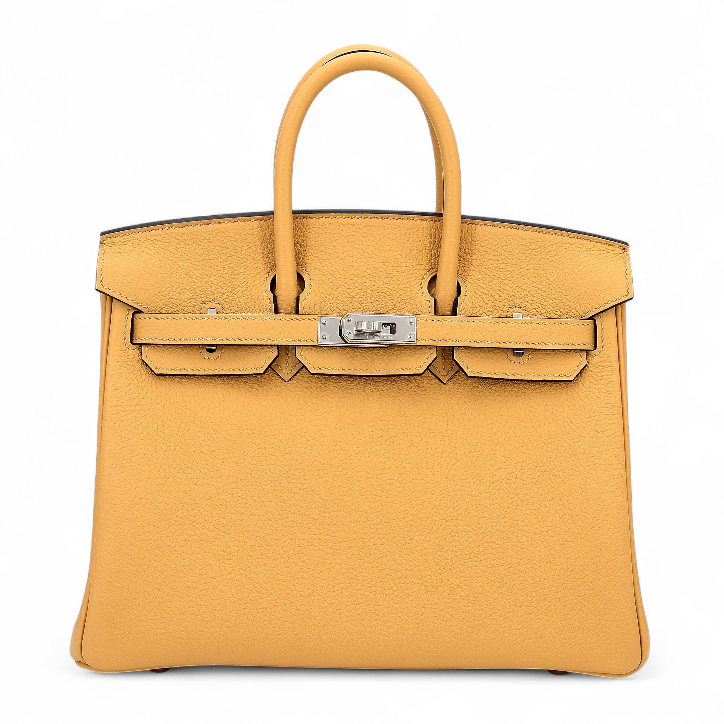 Brand New ( Rank N ) HERMÈS Birkin 25 Paille (1A) Togo Palladium hardware K (2025)