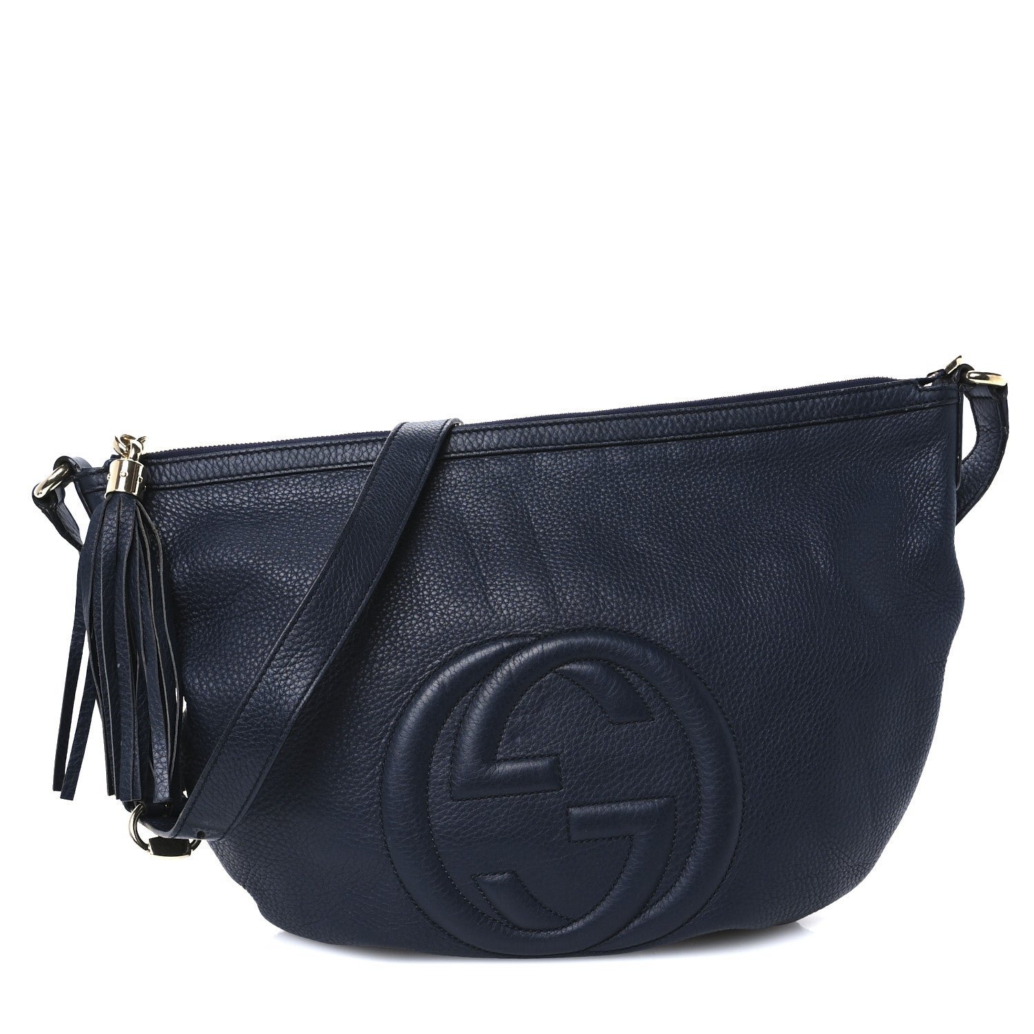 Gucci Pebbled Calfskin Medium Soho Hobo Blue