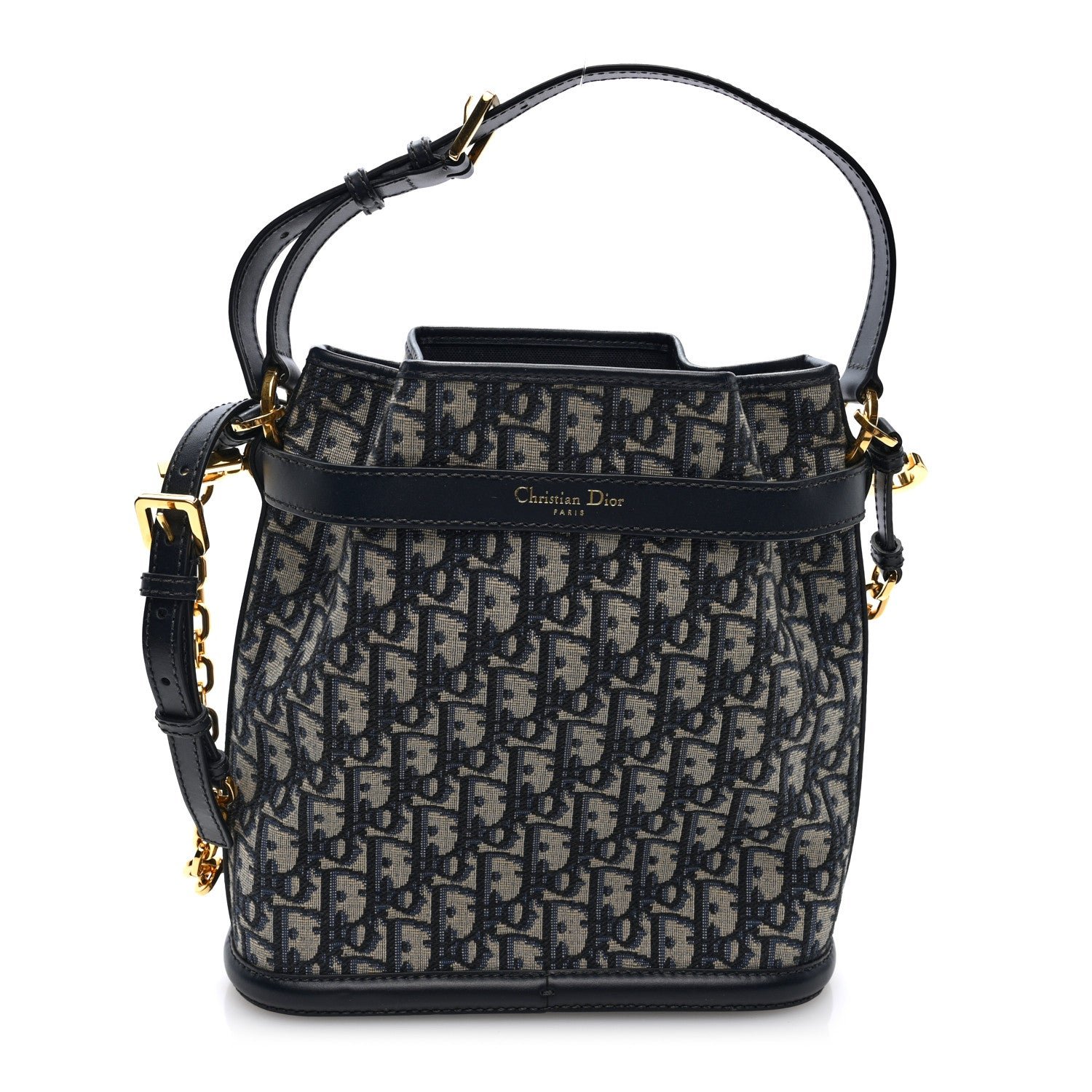 Christian Dior Oblique Calfskin Medium C'est Dior Bucket Bag Blue