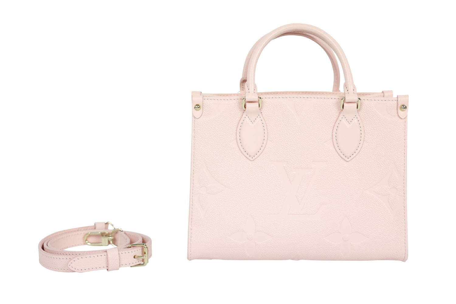 Louis Vuitton Louis Vuitton OnTheGo PM Tote Bag, Pink Monogram Empreinte Leather and Gold Hardware, Preowned in Box WA001