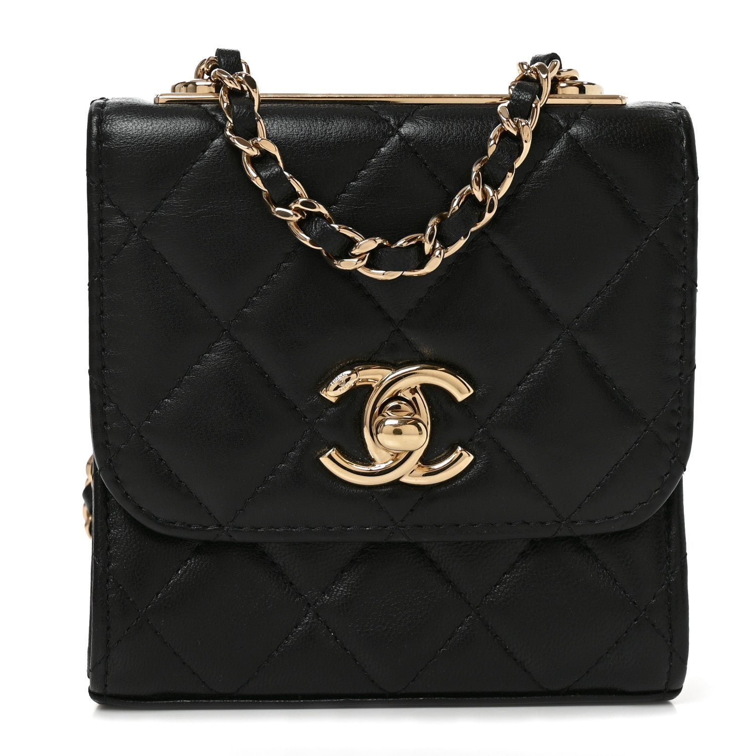 Chanel Lambskin Quilted Mini Trendy CC Chain Wallet Black
