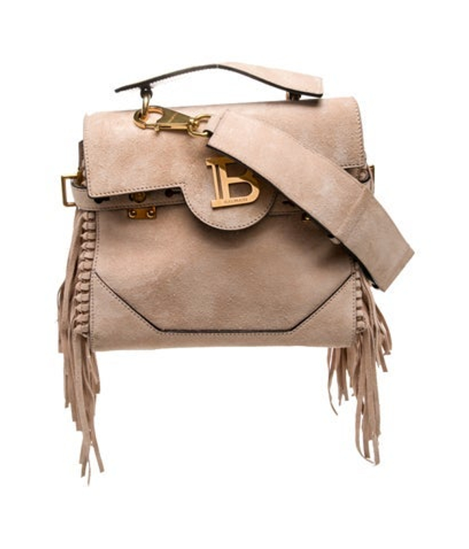 Balmain Suede Shoulder Bag Small