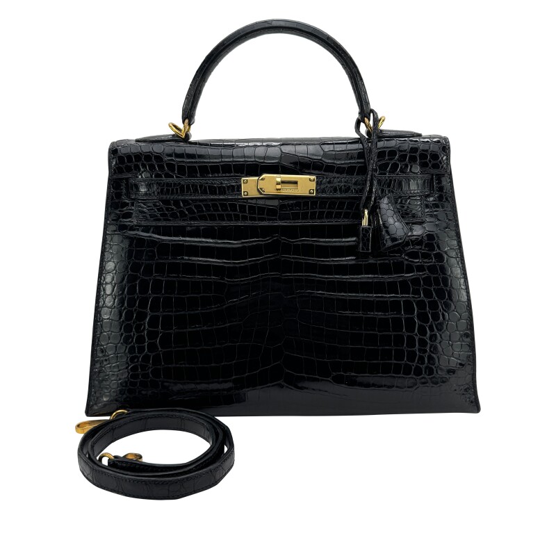 Black Matte Crocodile Kelly 32 Gold Hardware, 2011