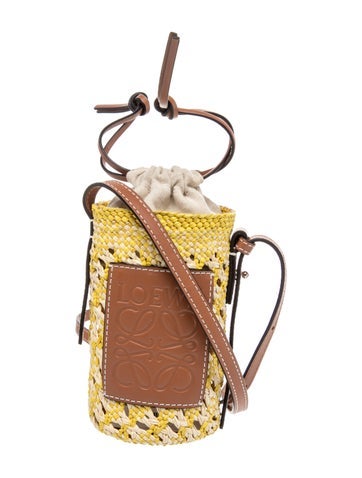 Raffia Cylinder Pocket Crossbody Bag