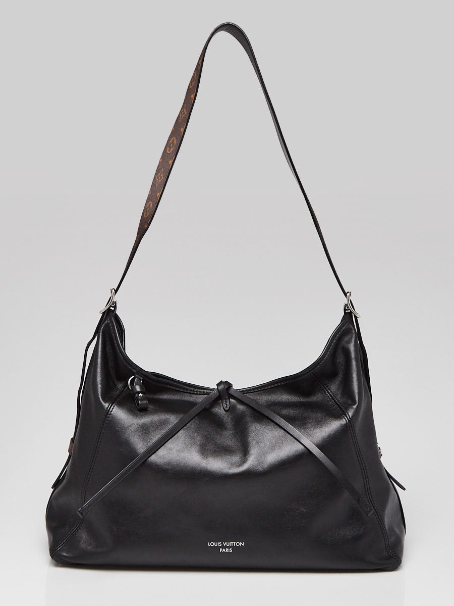 Louis Vuitton Black Lambskin Leather Monogram Canvas Carryall Vibe MM Bag