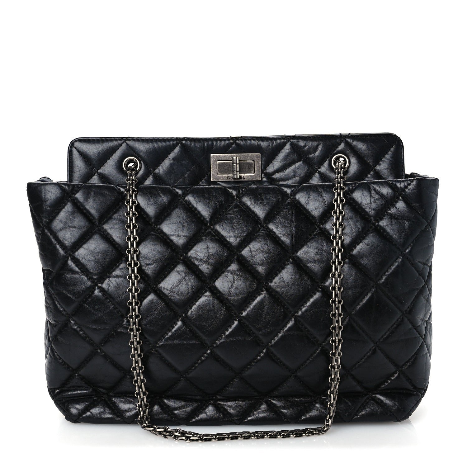 Chanel Aged Calfskin Quilted Reissue 2.55 Tote Black