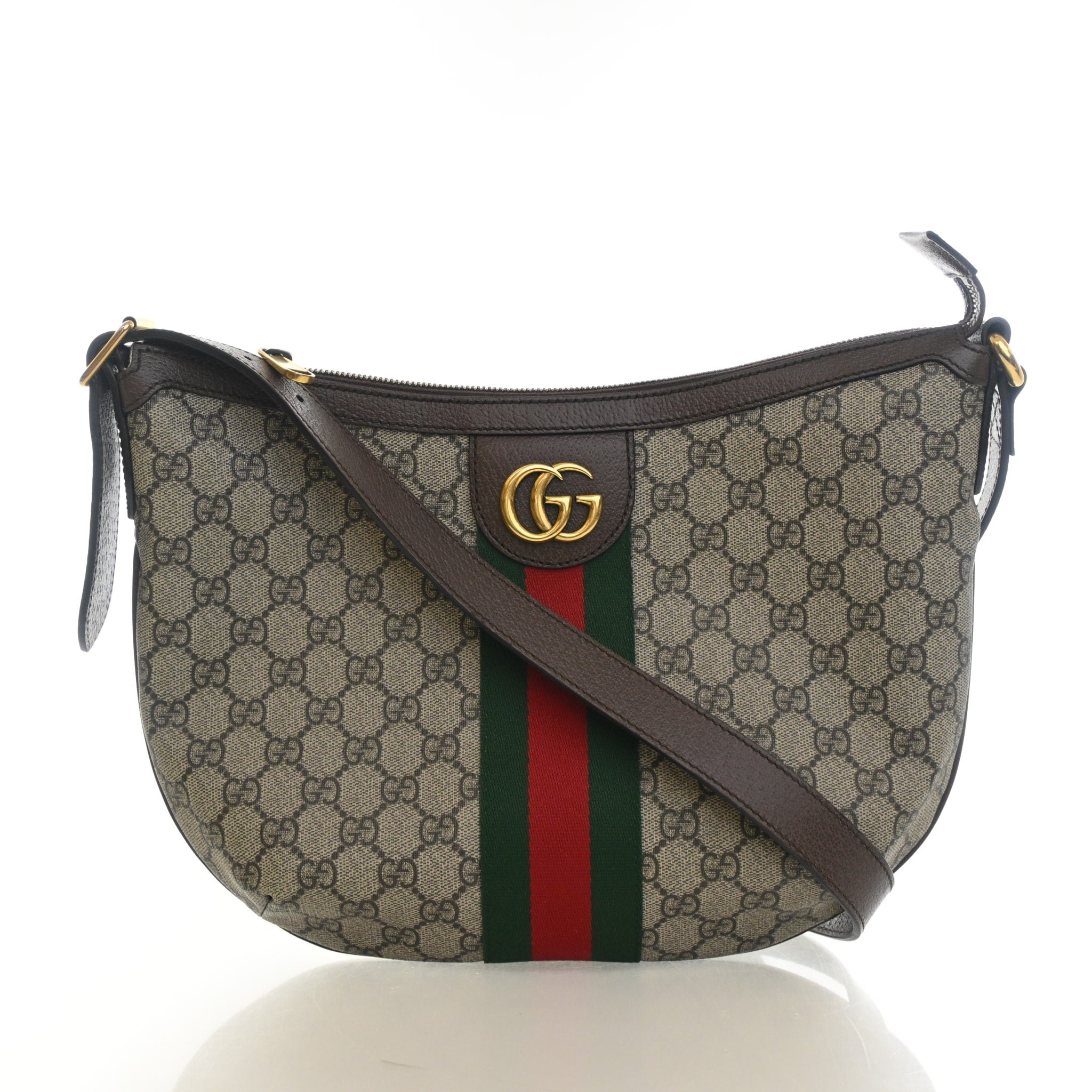 Gucci Small GG Supreme Ophidia Half Moon Hobo
