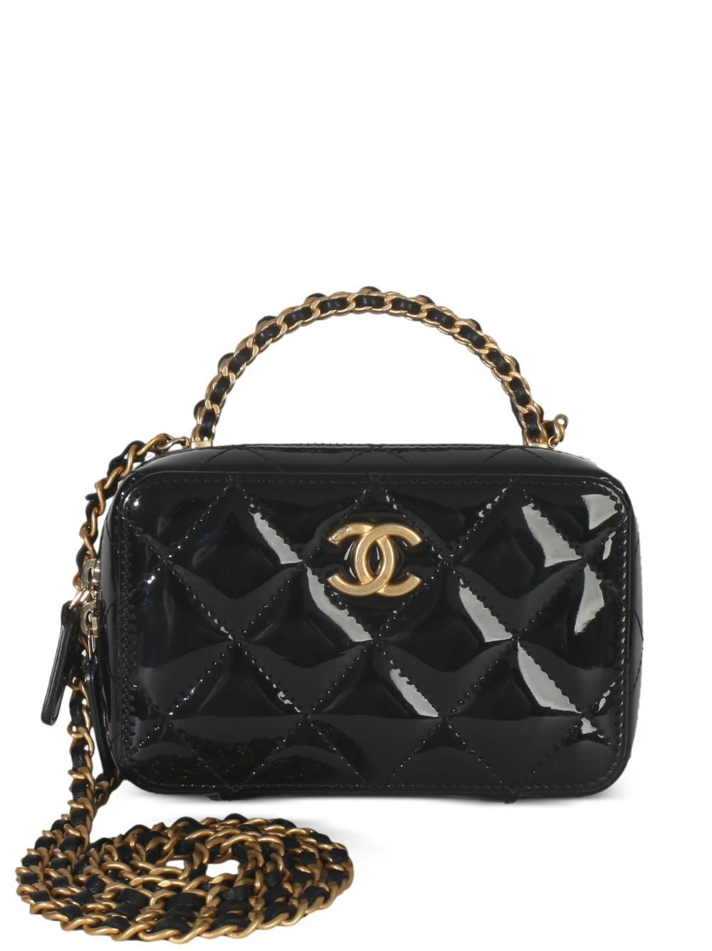 2021-2025 mini quilted patent-leather tote bag
