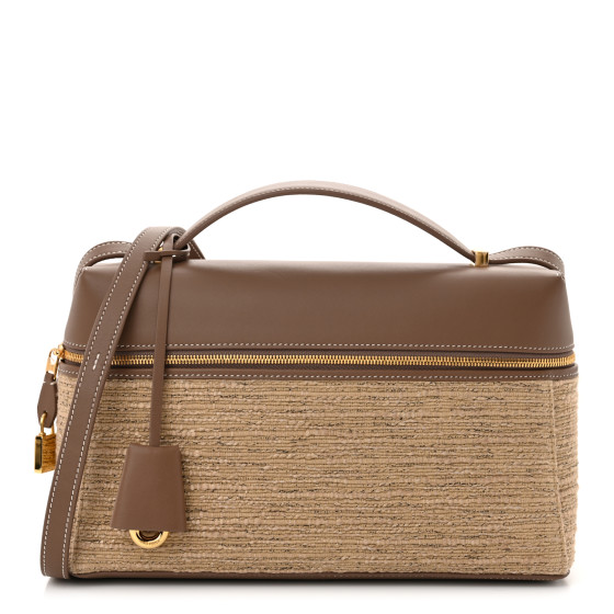 Loro Piana Calfskin Cotton Linen L27 Extra Pocket Bag Natural Light Beige