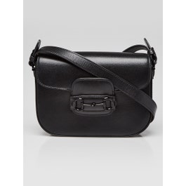 Gucci Black Leather 1955 Small Horsebit Shoulder Bag