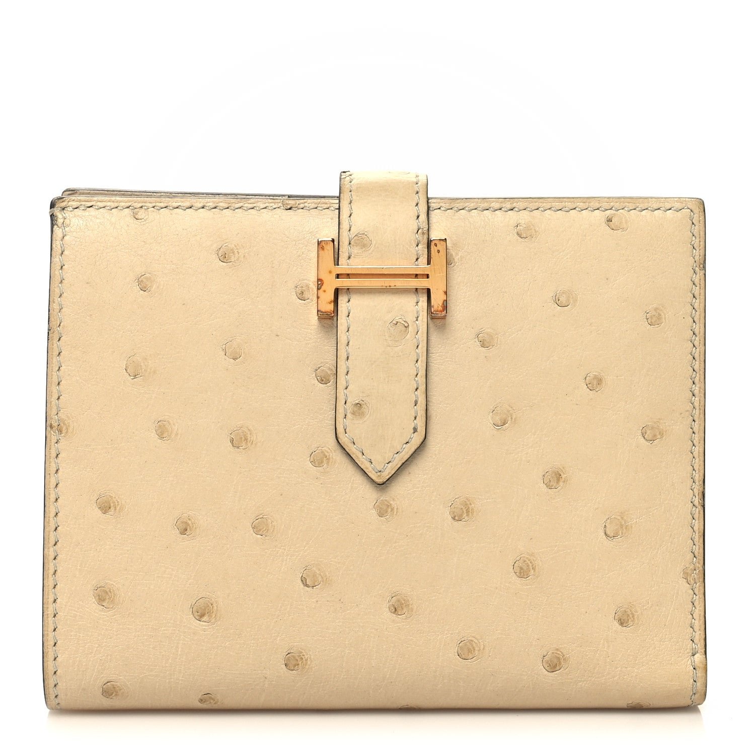 Hermes Ostrich Bearn Compact Wallet Trench