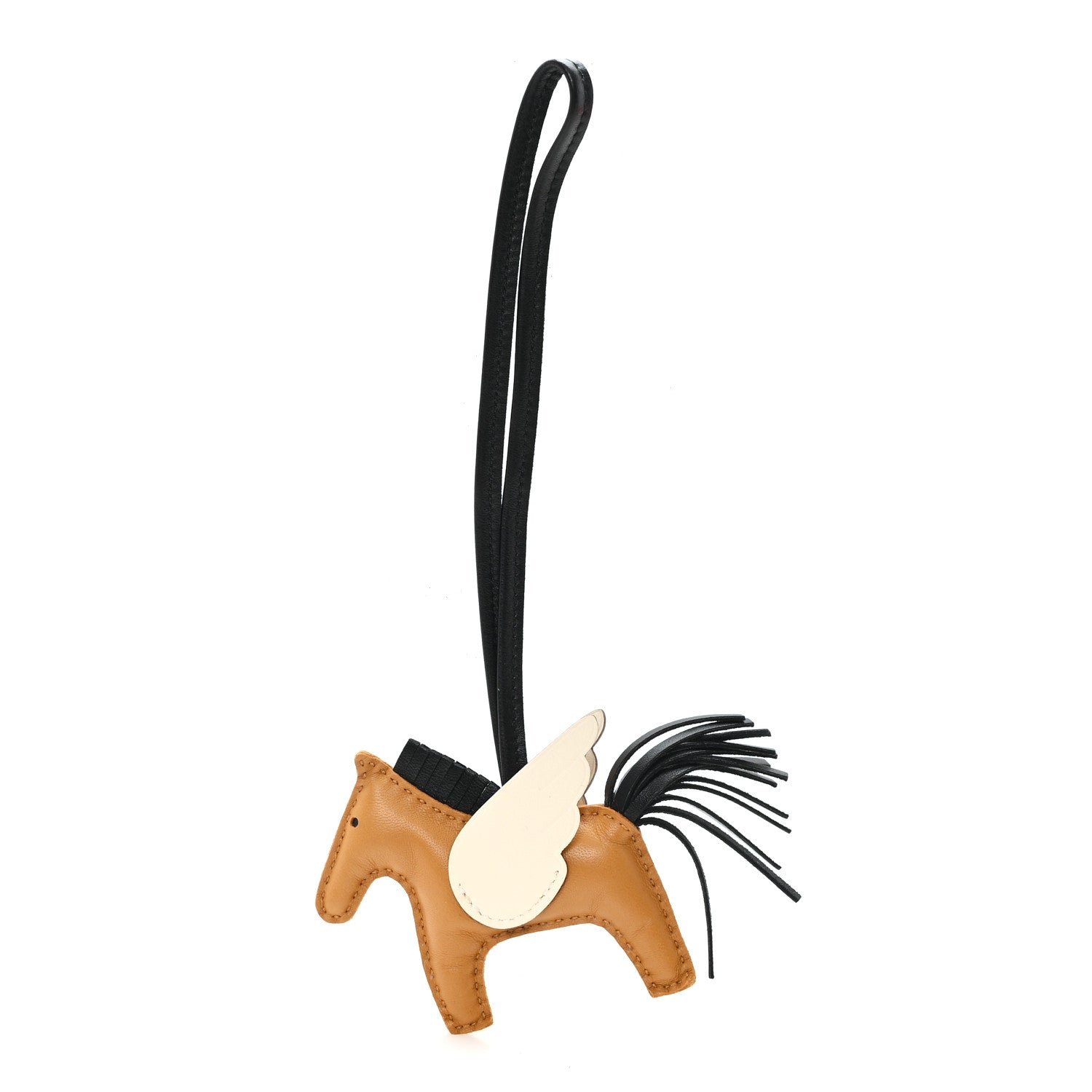 Milo Lambskin Grigri Rodeo Pegase Horse Bag Charm PM Sesame Black Nata