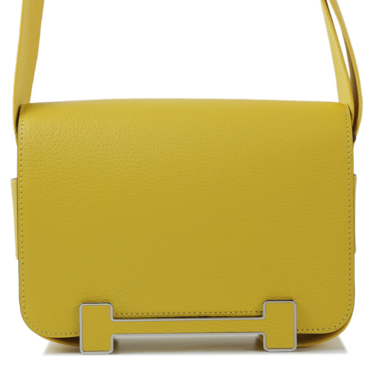 Hermes HERMÈS Geta shoulder bag in Jaune de Naples Chevre leather with Palladium hardware
