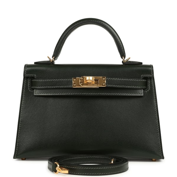 Hermes Hermes Kelly Sellier 20 Vert Fonce Box Gold Hardware