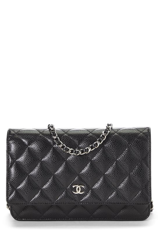 Black Caviar Classic Quilted Wallet On Chain (WOC)