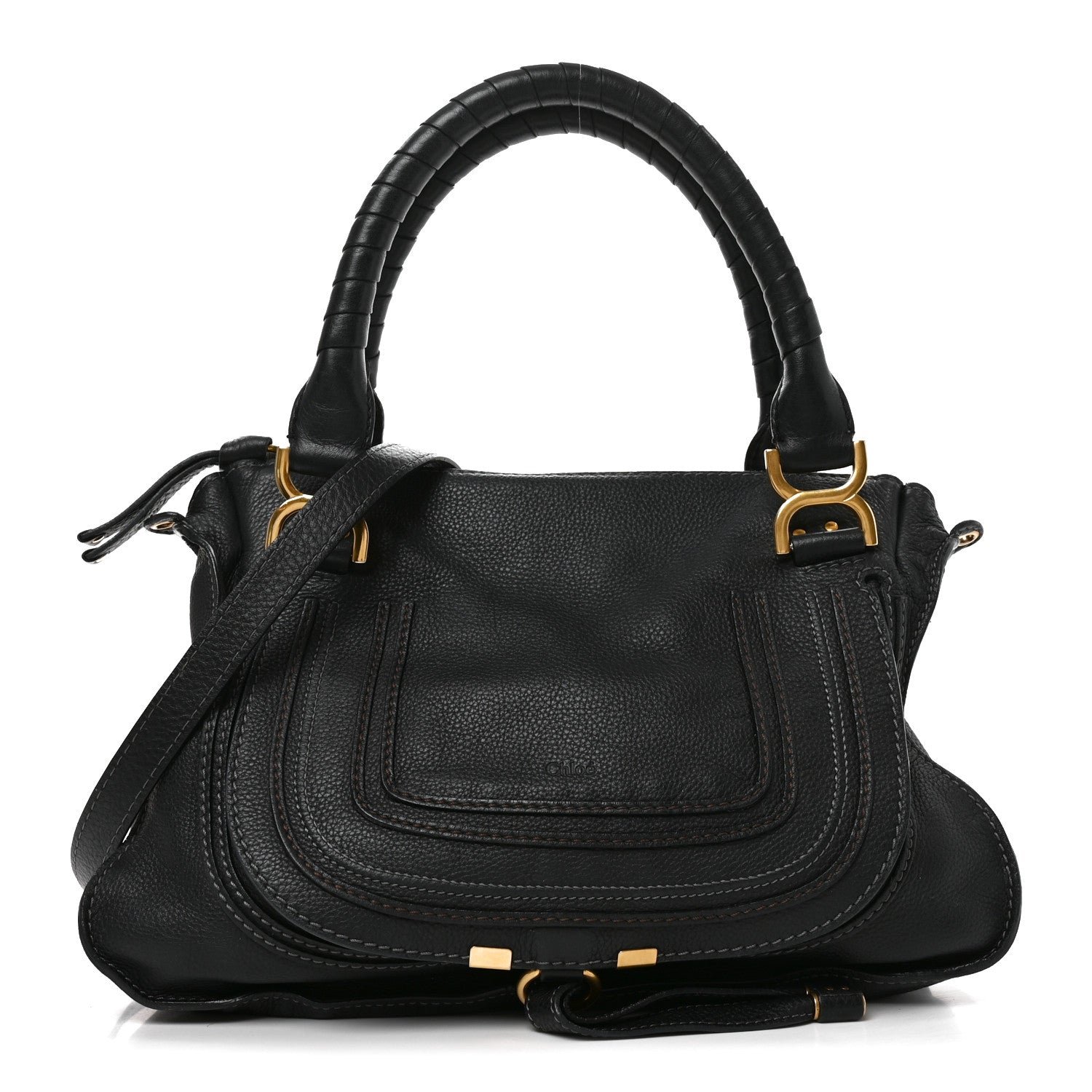 Calfskin Medium Marcie Satchel Black