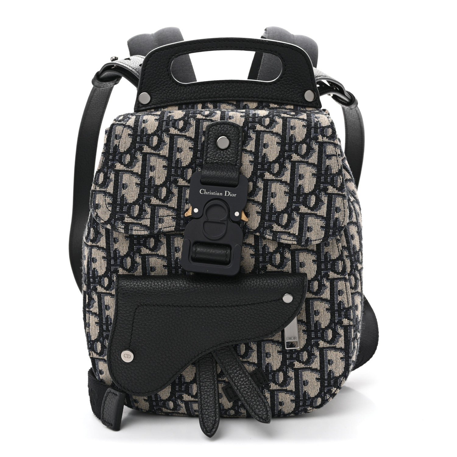 Christian Dior HOMME Oblique Calfskin Mens Mini Saddle Backpack Navy Blue