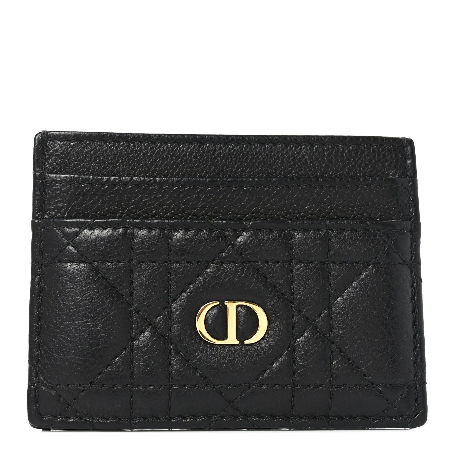 Christian Dior Supple Calfskin Cannage Caro Freesia Card Holder Black
