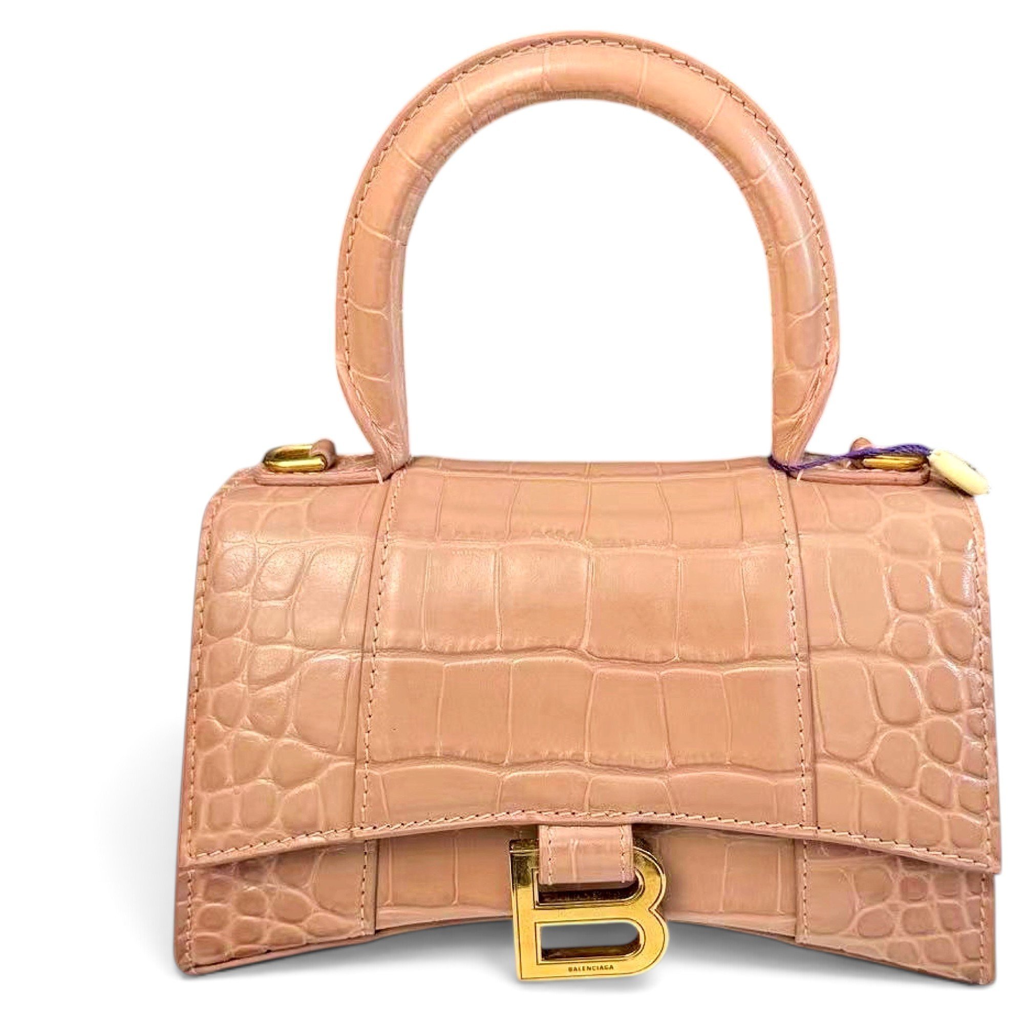 Hourglass leather handbag